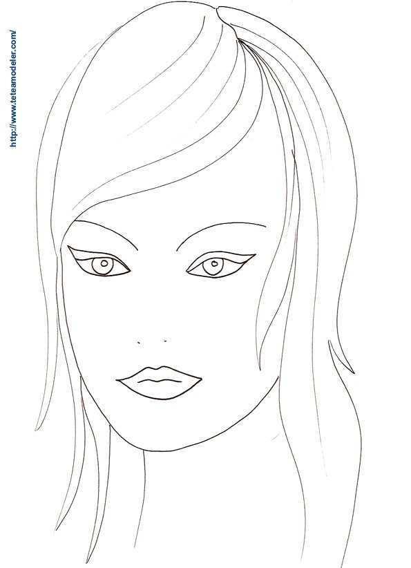 Coloriage visage femme dessin 17
