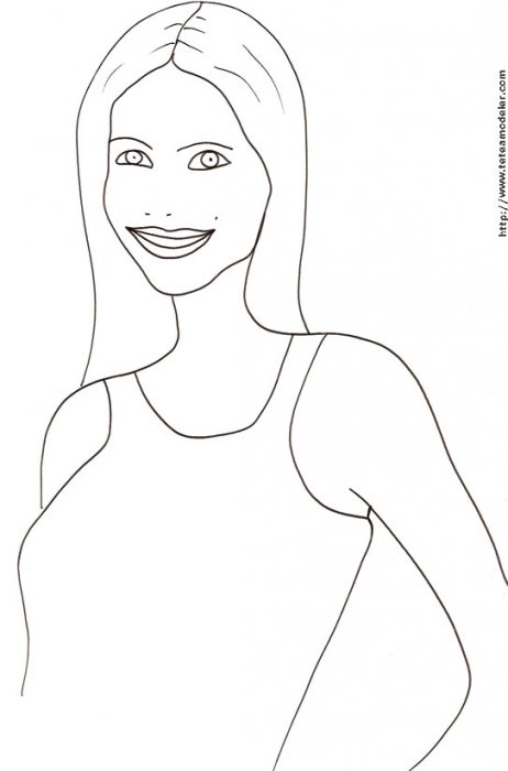 Coloriage d'un visage de fille au grain de beauté