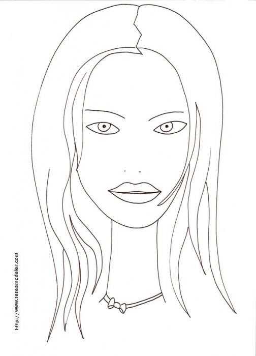 Coloriage d'un visage de fille aux cheveux lisses