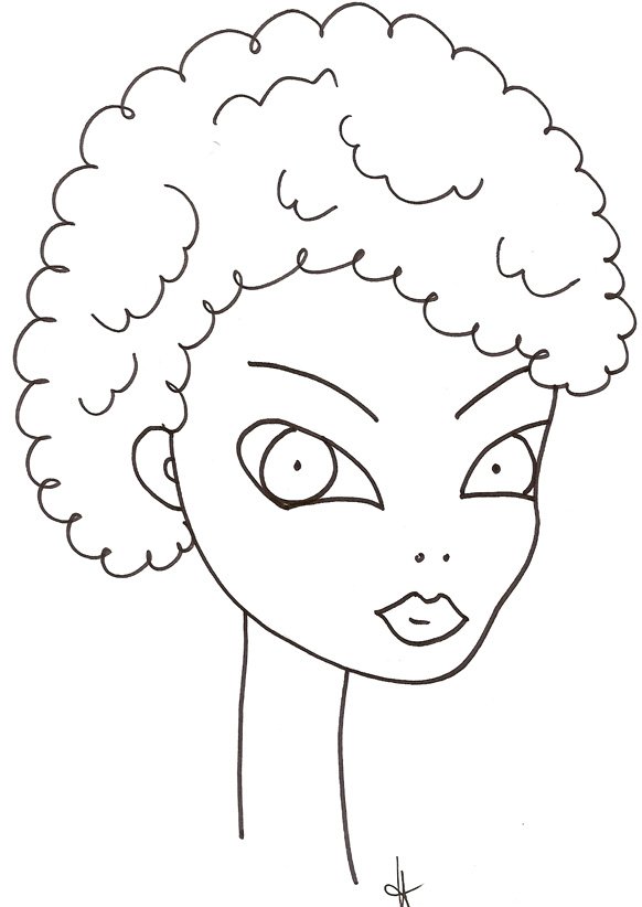 coloriage du visage de la fille fris&eacute;e
