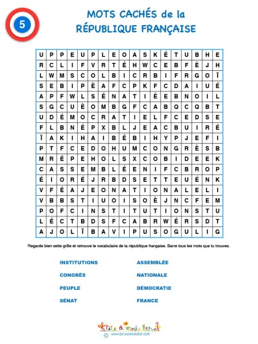 Le vocabulaire des institutions grille 5