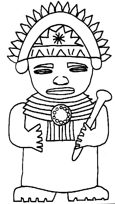 coloriage statue amerindienne
