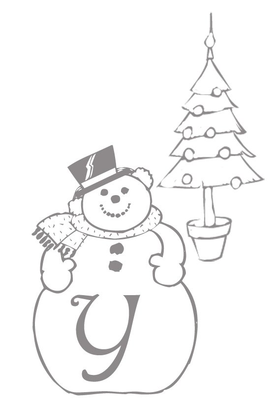 Coloriage alphabet bonhomme de neige : lettre "Y"
