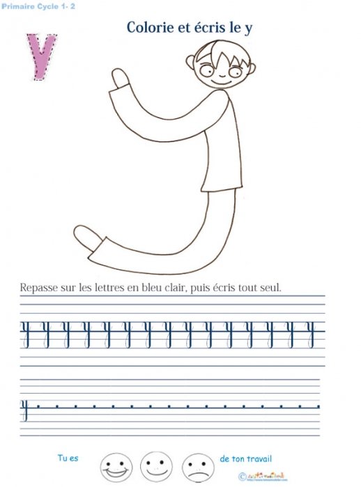 Ecrire et colorier le y de l'alphabet
