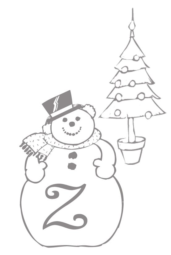 Coloriage alphabet bonhomme de neige : lettre "Z"
