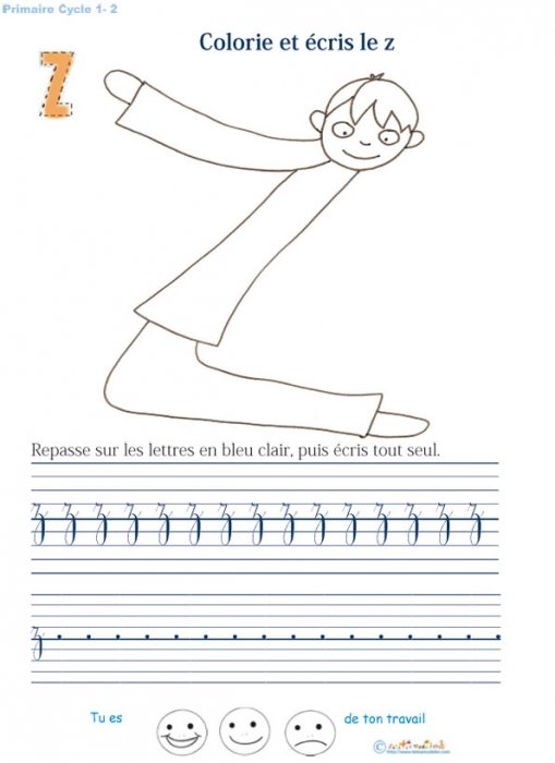 Ecrire et colorier le z de l'alphabet