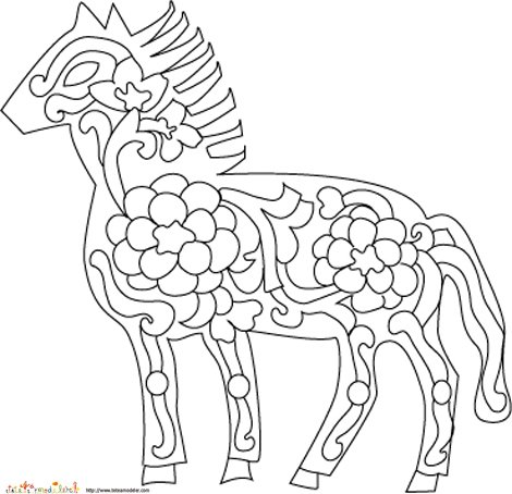 Coloriage signe du zodiaque: le cheval n°2