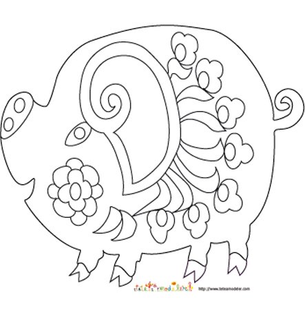 Coloriage signe du zodiaque: le cochon n°2