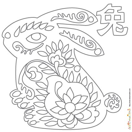 Coloriage signe du zodiaque: le lapin n°3
