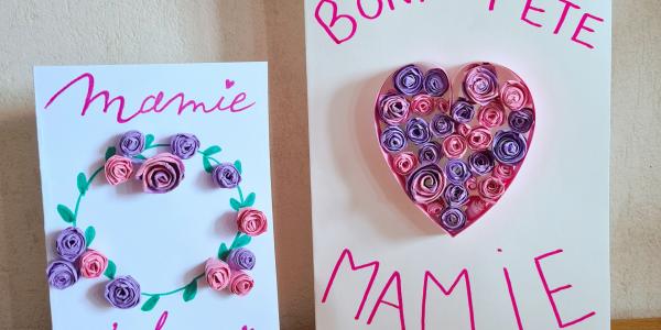 carte en quilling pour la fête des grands-mères