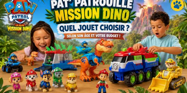 Peluche, coffret 6 figurines ou gros véhicule : quel jouet Pat'Patrouille Mission Dino choisir selon l'âge et le budget de votre enfant. Notre guide pour trancher.