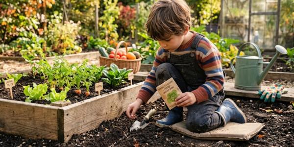 Radis, cresson, bulbes, fraisiers : quoi semer en septembre avec les enfants, ce que chaque âge peut vraiment faire, et les astuces pour qu'ils persévèrent.