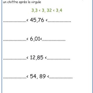 Nombres décimaux Exercice 3 CM1 - CM2