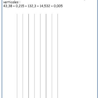 Poser une opération avec les décimaux CM1 - CM2 
