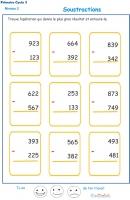 Exercices de soustractions pour les enfants du cycle 3 primaire : CE2 - CM1 - CM2