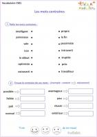 Vocabulaire : exercices de soutien scolaire pour les enfants en CM1 
