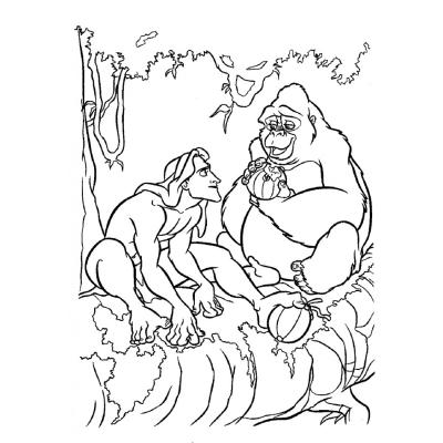 Coloriage de Tarzan et Kerchak