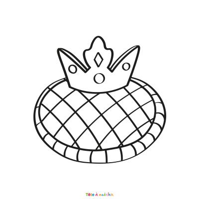 Coloriage d'une galette des Rois et sa couronne à imprimer