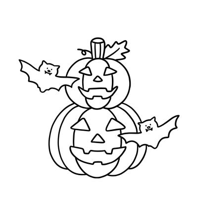 Coloriage d'une citrouille avec des chauve-souris par Tête à modeler