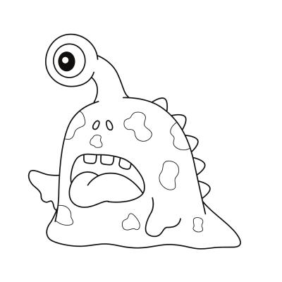 Coloriage d'un monstre rigolo à imprimer avec Tête à modeler