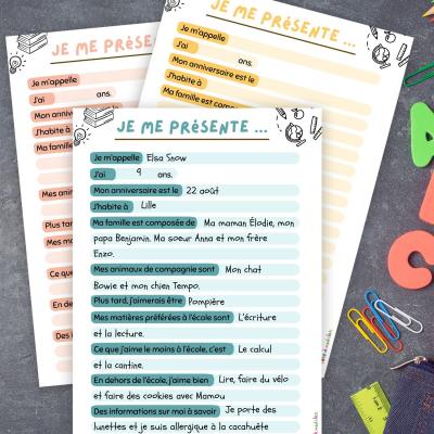 Professeur : cette fiche de présentation des élèves est parfaite pour le jour de la rentrée
