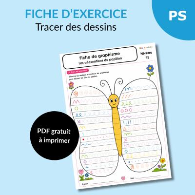 Fiche de graphisme PS : décore les ailes du papillon avec différents motifs
