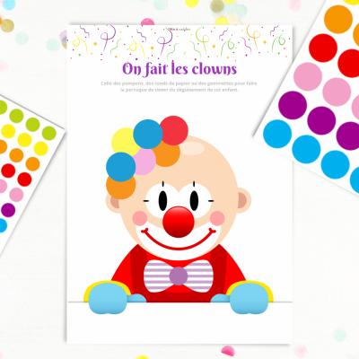 Activité de gommettes : créer un clown rigolo