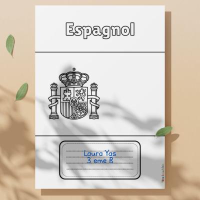 Page de garde Espagnol à imprimer pour cahiers