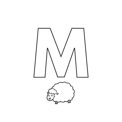 Imprimer le coloriage de la lettre M comme MOUTON de l'alphabet