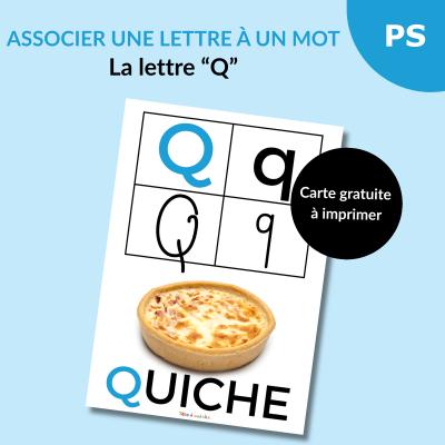 Reconnaître l’alphabet : la lettre Q – Carte à imprimer (Petite section)