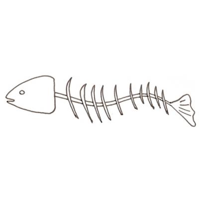 Dessin d'une arête de poisson ondulante à colorier - un coloriage sur le poisson