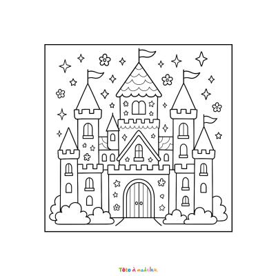 Retrouvez le coloriage d'un château de princesse Barbie et imprimez un dessin aux enfants qui aiment les contes de fée.