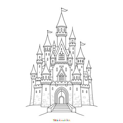 Retrouvez le coloriage d'un château de princesse Disney et imprimez un dessin aux enfants qui aiment les contes de fée.