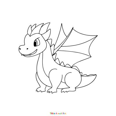 Retrouvez le Coloriage d'un dragon en PDF et imprimez aux enfants un dessin avec cette créature fantastique