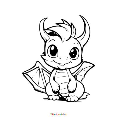 Retrouvez le coloriage d'un dragon facile et imprimez aux enfants un dessin avec cette créature fantastique