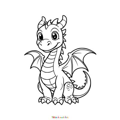 Retrouvez le coloriage d'un dragon gratuit et imprimez aux enfants un dessin avec cet animal fantastique