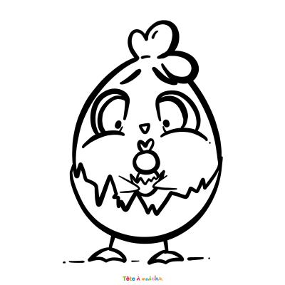 Retrouvez le coloriage d'un poussin de Pâques original et imprimez aux enfants un joli dessin pour cette fête de printemps