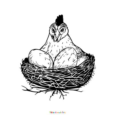 Retrouvez le coloriage d'une poule de Pâques à imprimer et trouvez un joli dessin pour cette fête de printemps