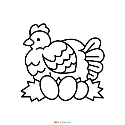 Retrouvez le Coloriage d'une poule de Pâques simple et imprimez aux enfants un joli dessin pour le printemps