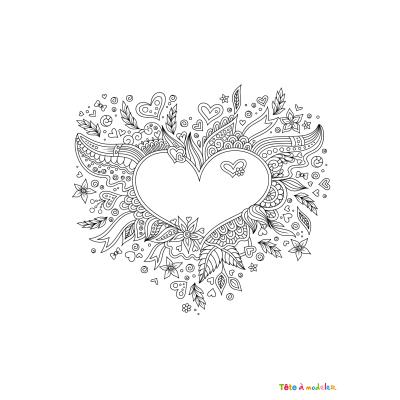 Voici un joli coloriage de Saint Valentin avec un coeur fleuri. Une bonne idée de dessin à imprimer.