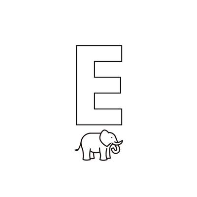 Colorie le E de l'alphabet comme ELEPHANT