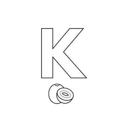 Colorie le K de l'alphabet comme KIWI