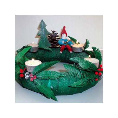 couronne de l'Avent d&eacute;cor&eacute;e de lutins