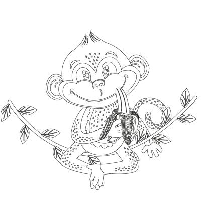 Dessin singe : voici un coloriage avec un dessin de singe ! Un dessin à imprimer sur le thème des singes - Page 3