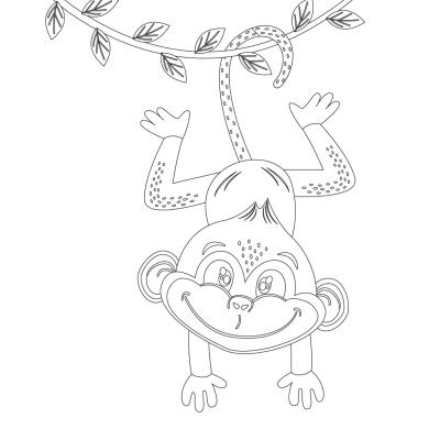 Dessin singe : voici un coloriage avec un dessin de singe ! Un dessin à imprimer sur le thème des singes - Page 4