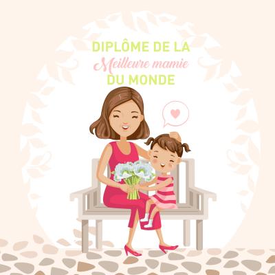 Un diplôme pour la meilleure des mamies à imprimer gratuitement, compléter et à offrir à la meilleure mamie pour la Fête des grands-mères. Ce joli diplôme sera très beau enroulé avec un morceau de rub