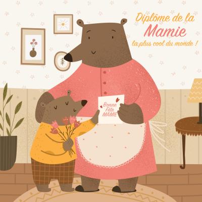 Diplôme de la plus cool des mamies à imprimer gratuitement, compléter et à offrir à la meilleure mamie pour la Fête des grands-mères. Ce joli diplôme sera très beau enroulé avec un morceau de ruban co