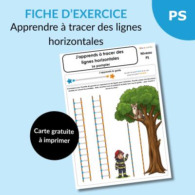 Fiche PS lignes horizontales pompier : activité ludique pour travailler le geste graphique