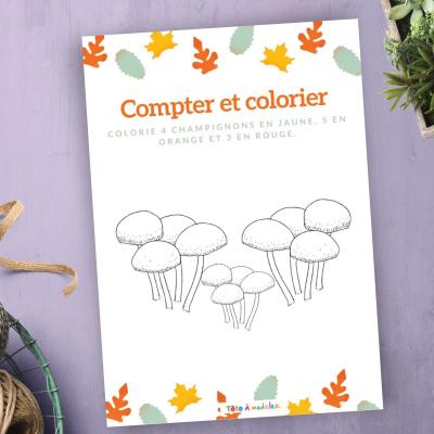 Imprimer l'exercice 1 pour compter et colorier les points du champignon en respectant le code couleur MS