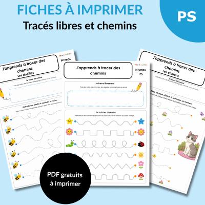 Fiches de tracé libre et chemins : exercices de pré-écriture à imprimer